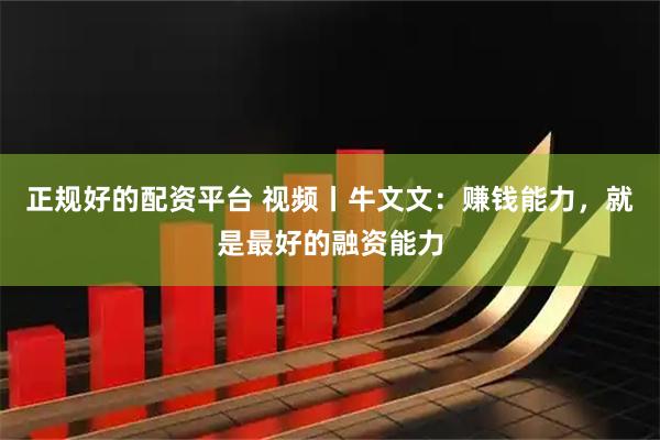 正规好的配资平台 视频丨牛文文：赚钱能力，就是最好的融资能力